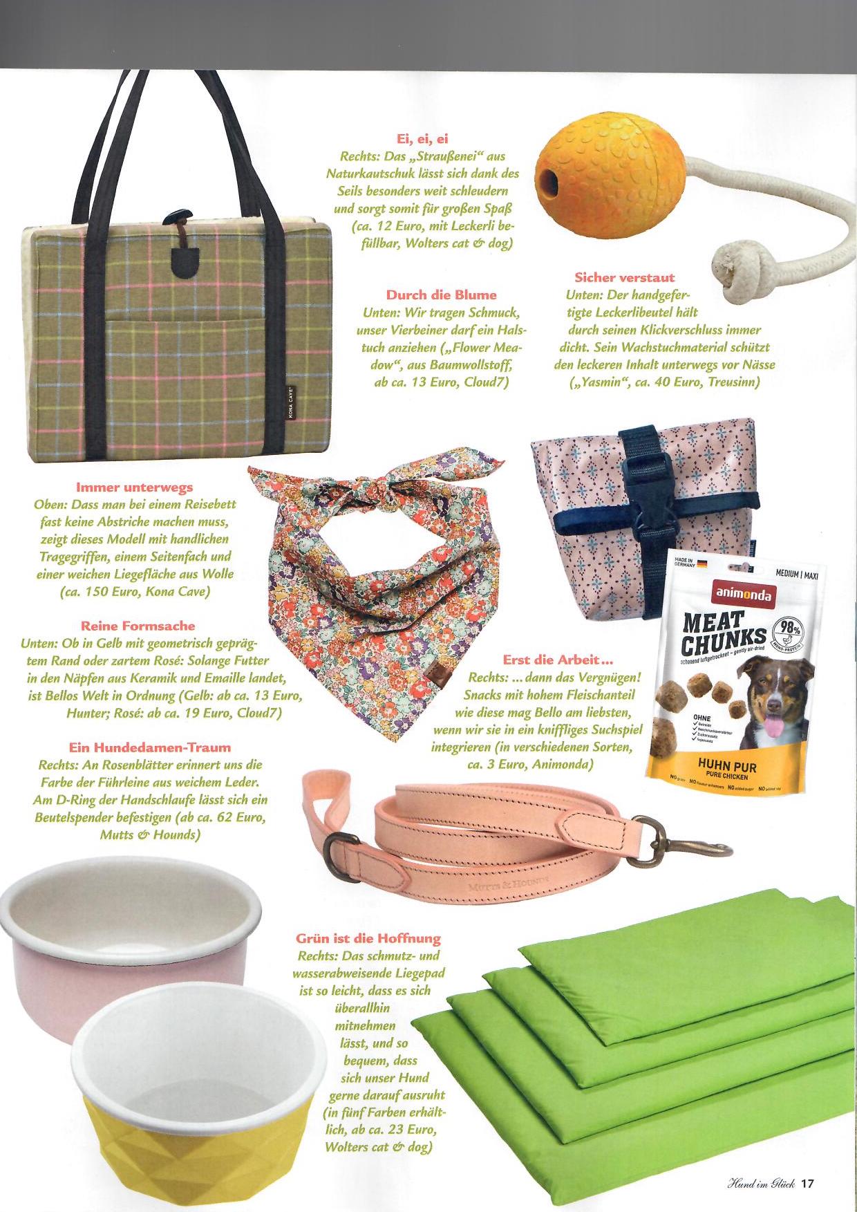 KONA CAVE® Travel Dog Bed in Spring Colors - Tan with pastel pink and blue - As seen in Hund Im Glück Magazine 