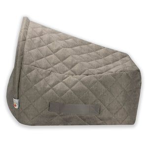 Sleepy Fox® Cozy cave dog / cat bed with vegan-leather side handles for easy carrying. Beige quilted fabric