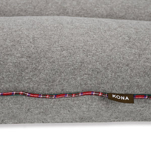 KONA CAVE® Christmas Dog Bed. Grey Flannel with festive Royal Stewart Tartan Trim. Washable. Supportive. Looks Great. On Sale. Black Friday Sale. 
