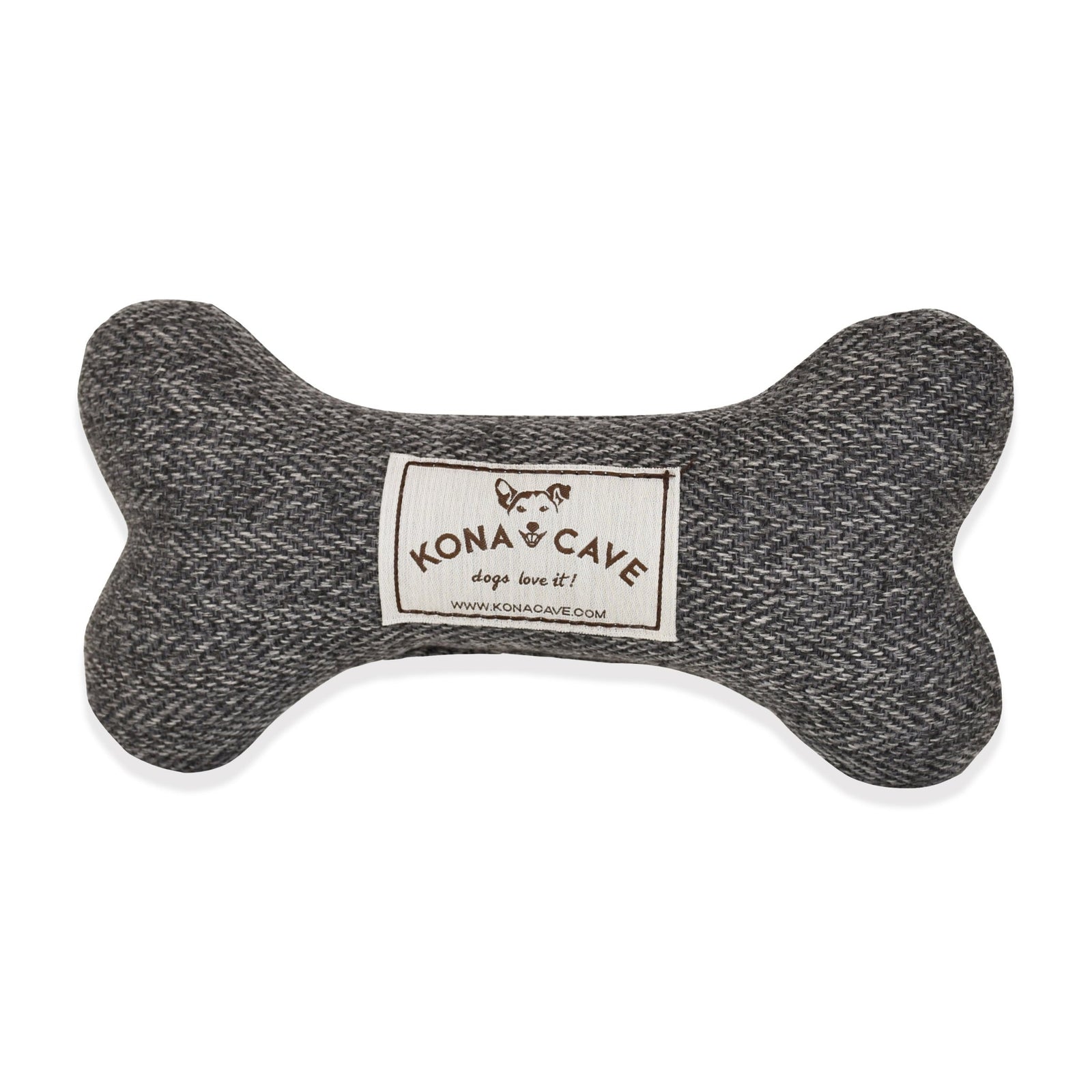 Dog Bone Toy - Grey Herringbone
