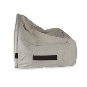 KONA CAVE® luxury dog and cat cozy cave bed in cream herringbone. Removable cover and support tube. Side handles