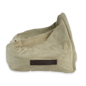 KONA CAVE® Luxury snuggle cozy cave dog and cat bed in light brown corduroy with vegan leather handles to carry