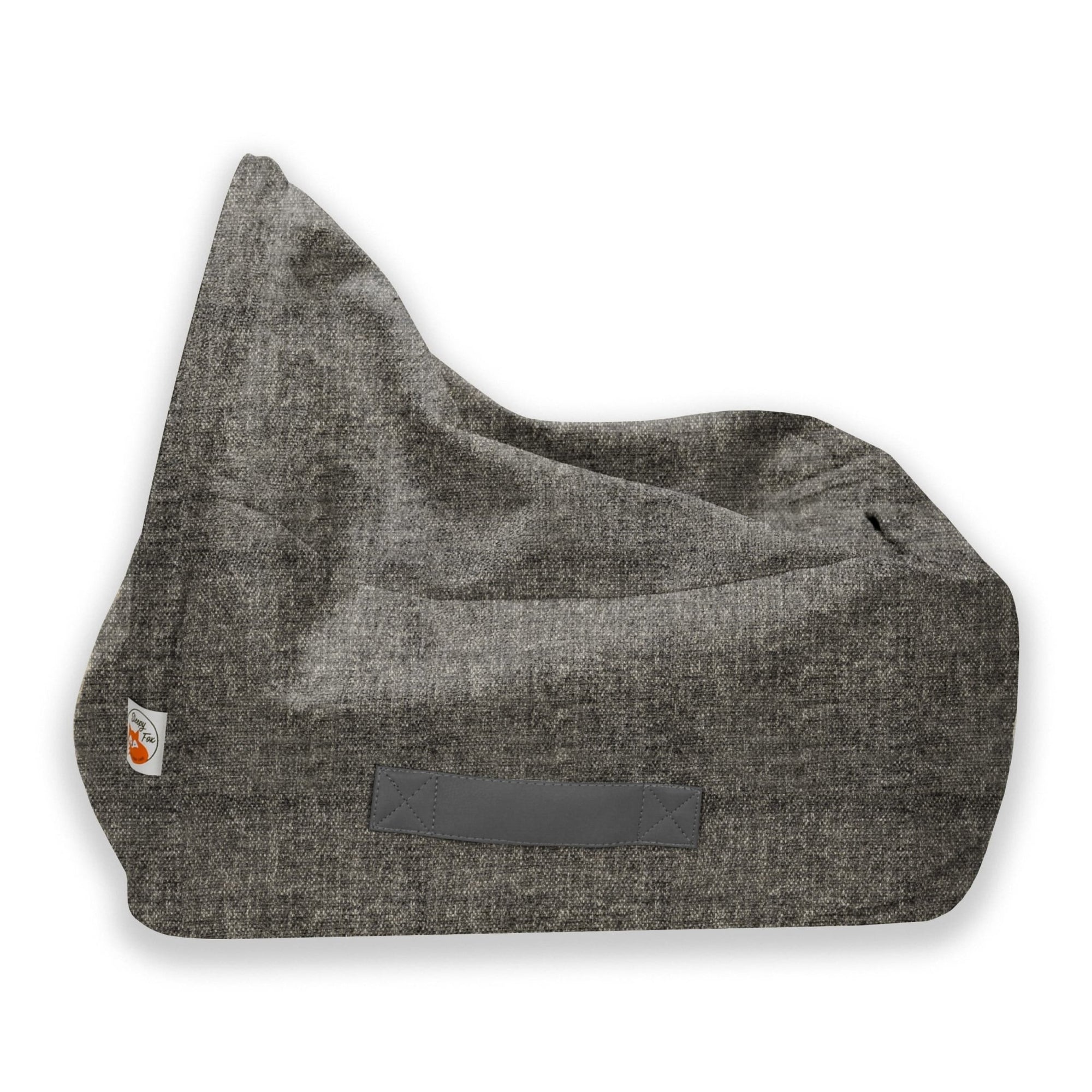 Sleepy Fox® Cozy cave dog / cat bed with vegan-leather side handles for easy carrying. Grey velvet. 