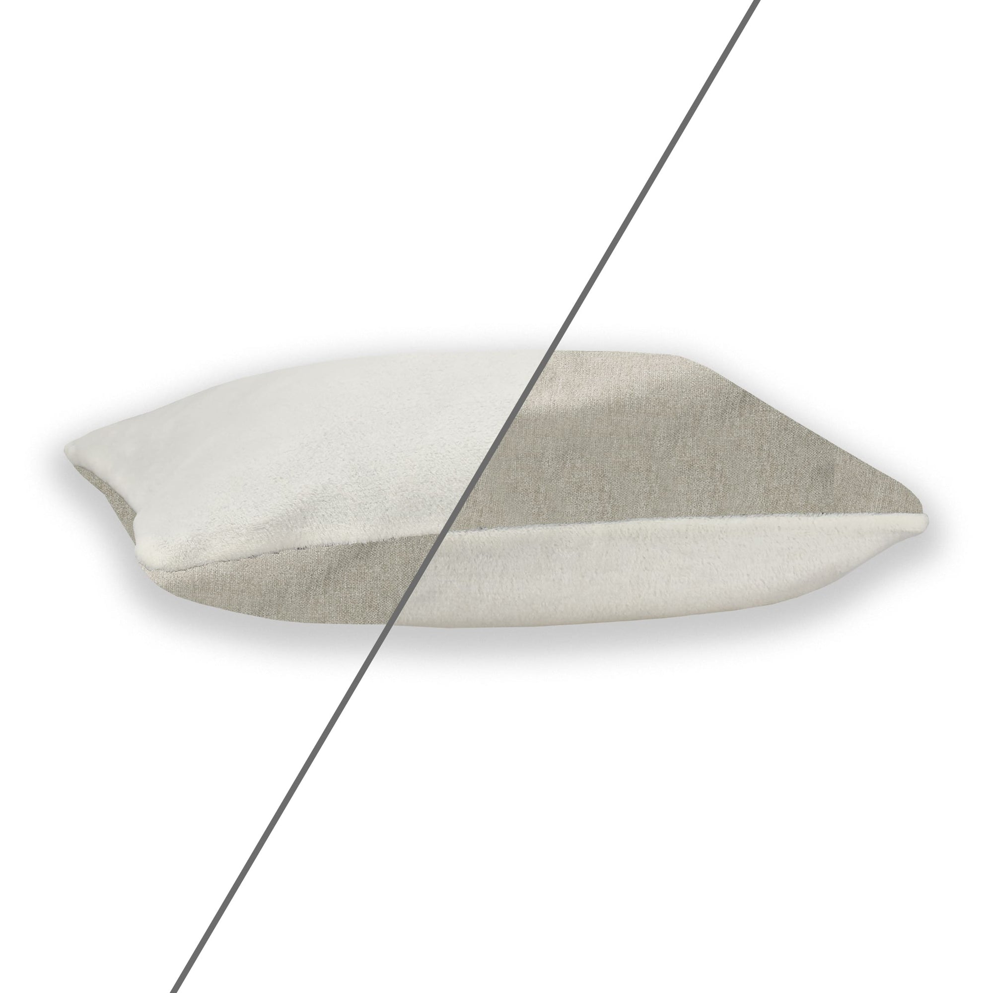 Premium dog bed with reversible center cushion. Sleepy Fox®. Cream velvet with fleece lining. 