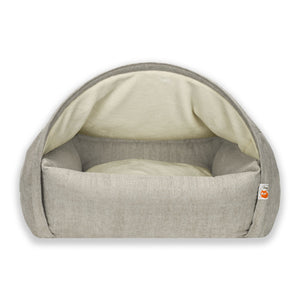 Sleepy Fox® Cozy cave dog / cat bed in cream velvet. Domed dog den for burrowing pets.  Superior patented design