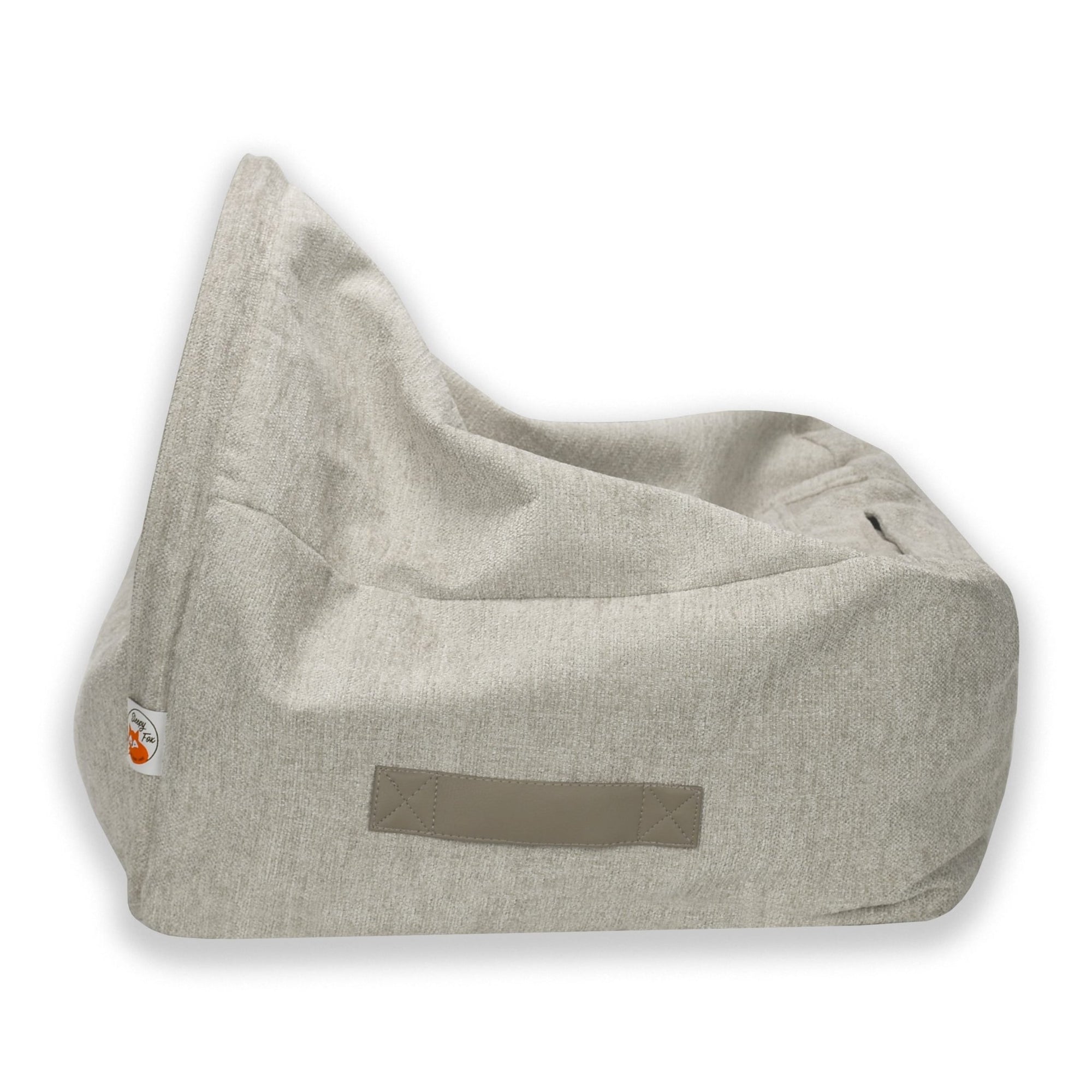 Sleepy Fox® Cozy cave dog / cat bed with vegan-leather side handles for easy carrying. cream velvet. 