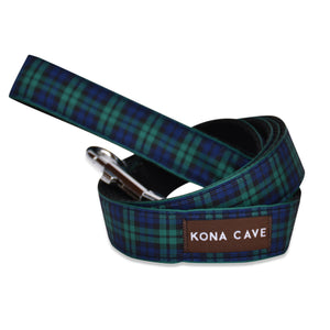 KONA CAVE ® - dog leash / lead  in authentic Blackwatch tartan (blue/green)