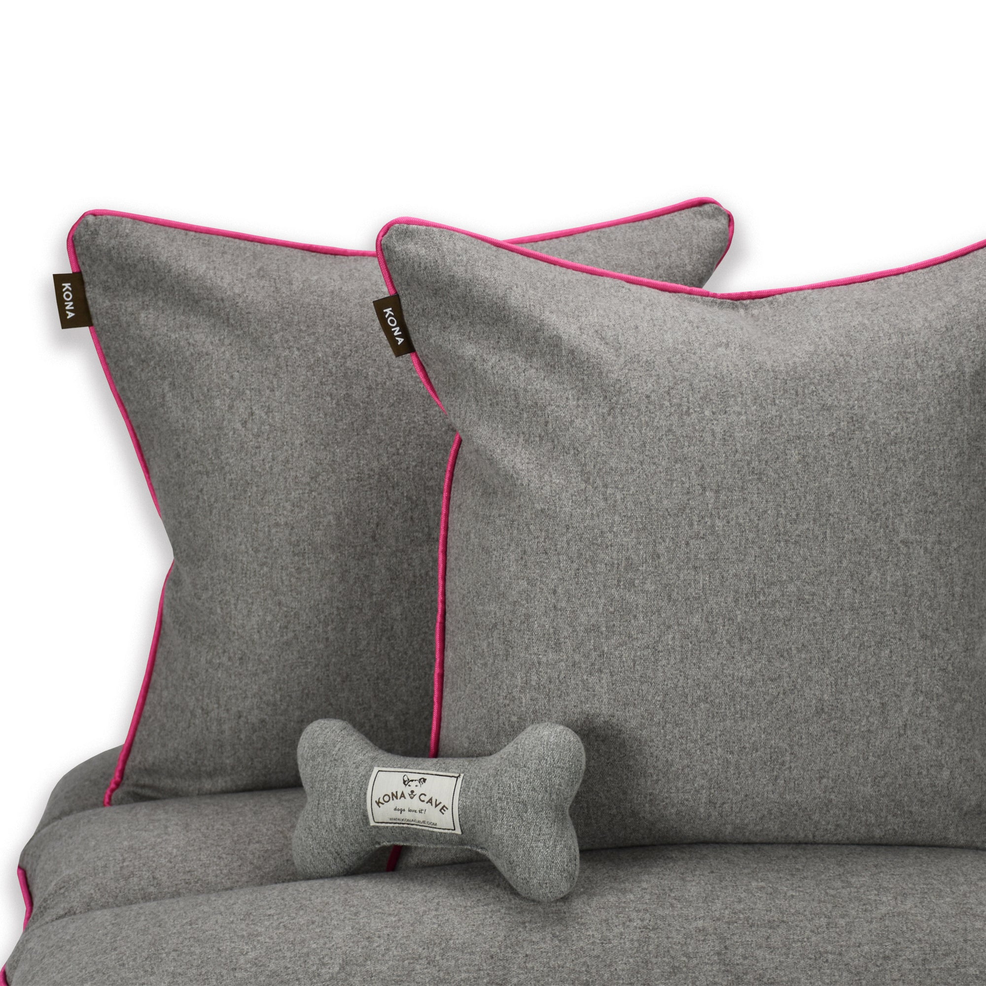 Cloud Bed Décor Set - Grey Flannel with Hot Pink Trim