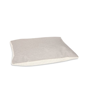 KONA CAVE® designer Snuggle Cave dog bed in cream herringbone fabric with removable pillow.