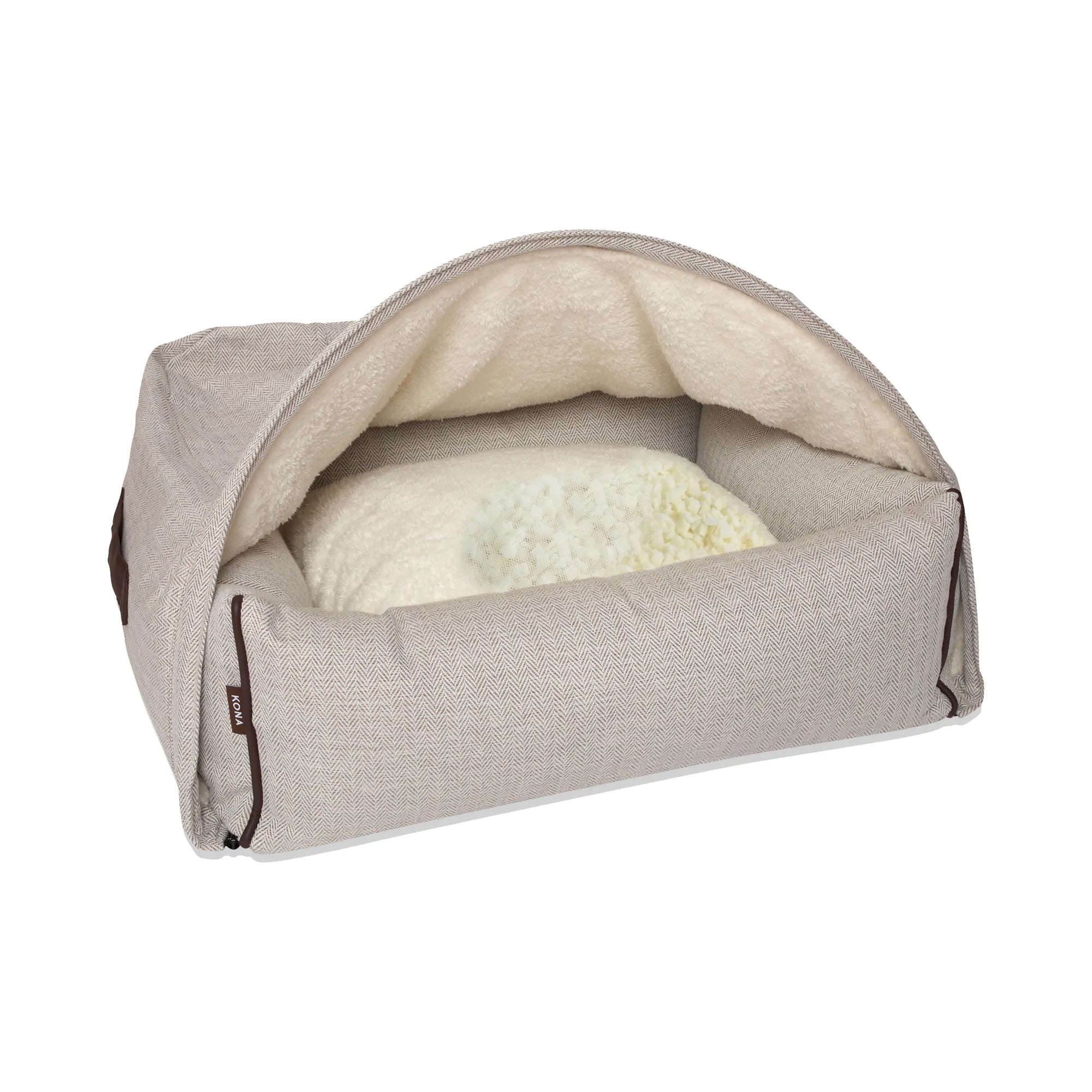 Add an Orthopedic memory foam mattress to any KONA CAVE® Snuggle Cave or Bolster Dog Bed for added comfort and support for your pup of any age. Unlike traditional memory foam, the flexible shredded foam allows air flow through the mattress, keeping your pup cool and comfortable. Simply fluff the pillow to perfection and support your dogs joint health.  
