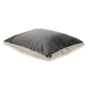 Dream Cushion - Faux Fur and Graphite Grey Velvet - With Shredded  Memory Foam Cushion