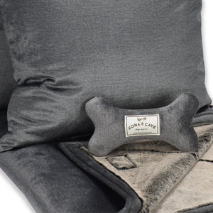 Doggy Décor Set - Graphite Grey Velvet with Faux Fur