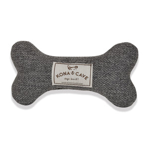 KONA CAVE® Grey Herringbone Plush Dog Bone Toy