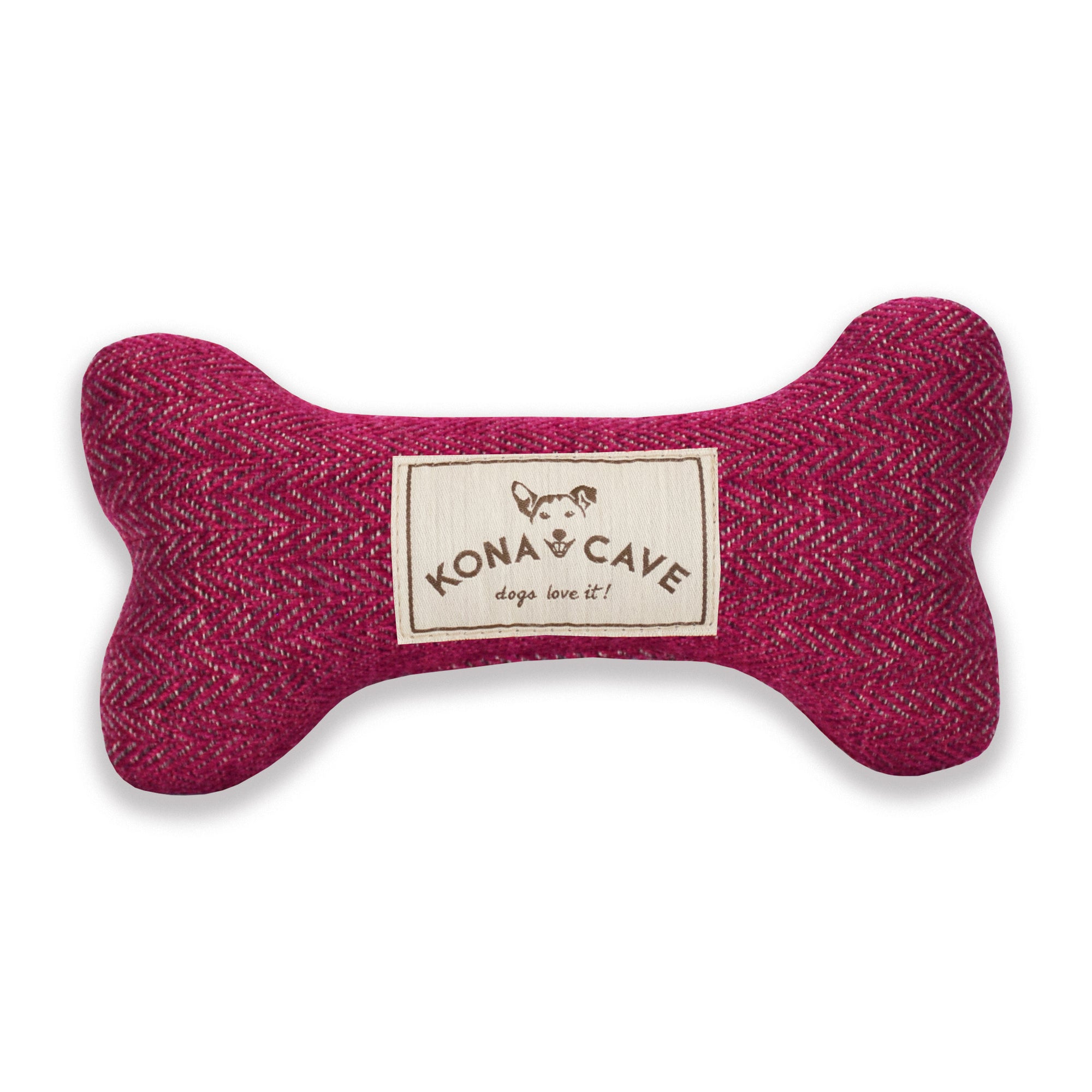 Magenta pink herringbone plush toy bone for dogs and cats and people too!