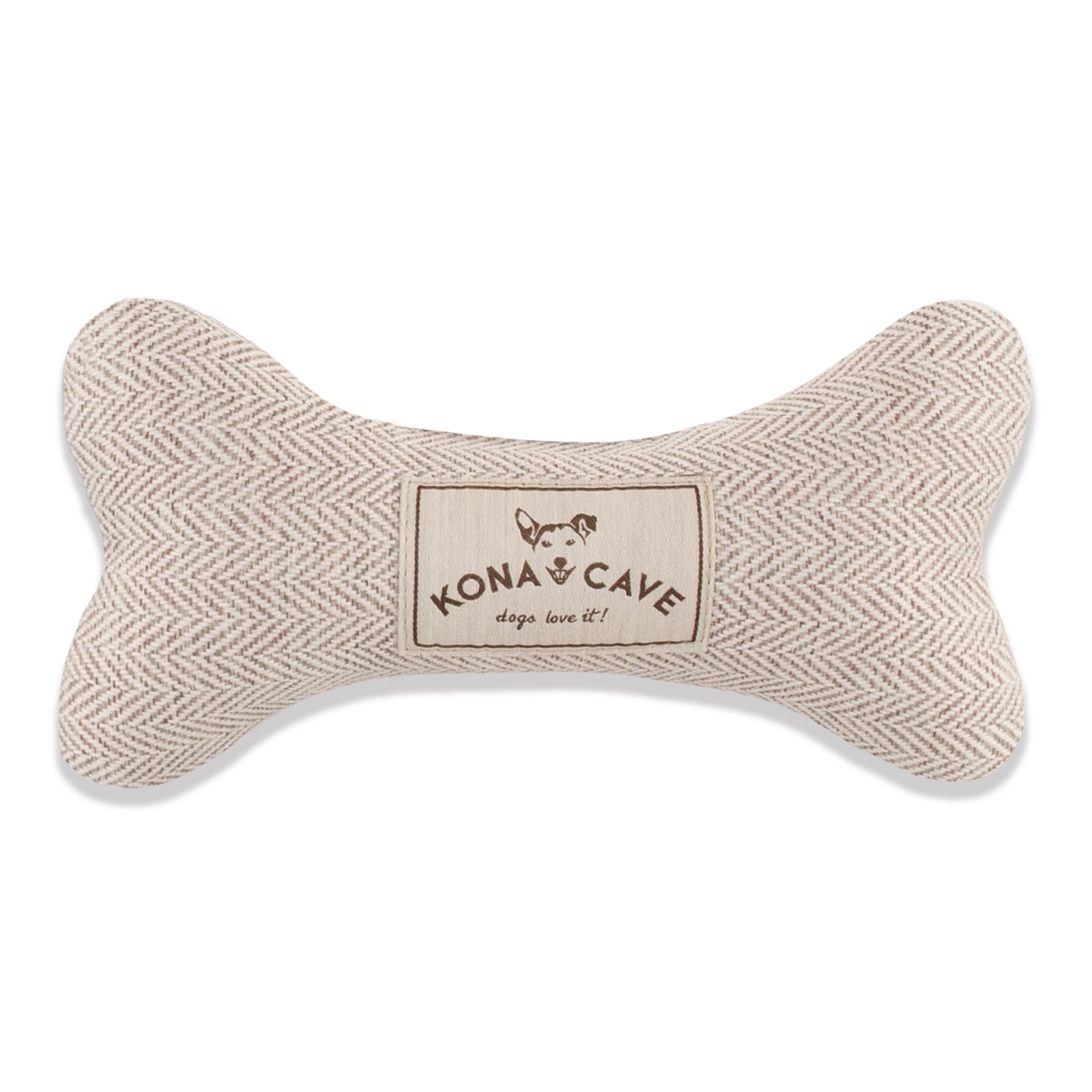 Dog Bone Toy - Cream Herringbone