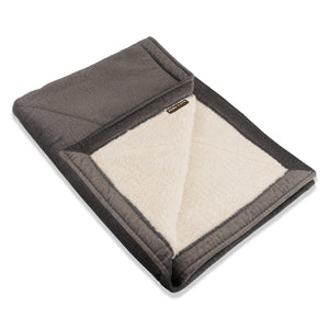 KONA CAVE® Graphite Grey Velvet Pet Blanket with Sherpa Fleece Lining (Small)