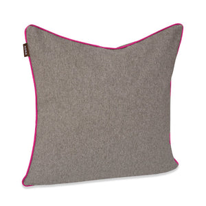  KONA CAVE® Luxury pillow covers in grey flannel with Hot Pink trim.  Elegant Pillow covers. Decorative Pillows. British