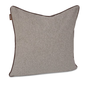 KONA CAVE® Decorative pillow covers, elegant grey flannel with leather trim.