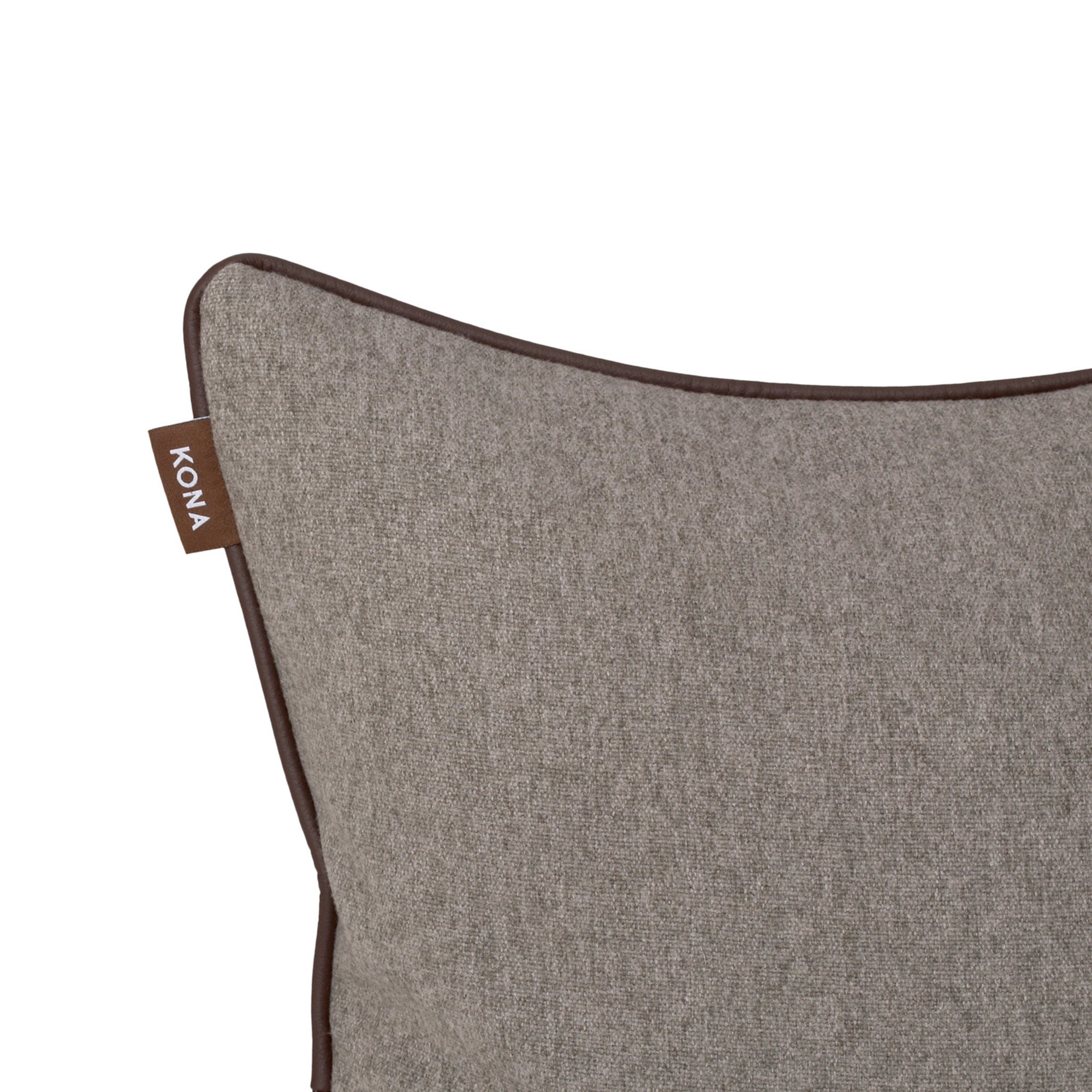 KONA CAVE® Decorative pillow covers, elegant grey flannel with leather trim.