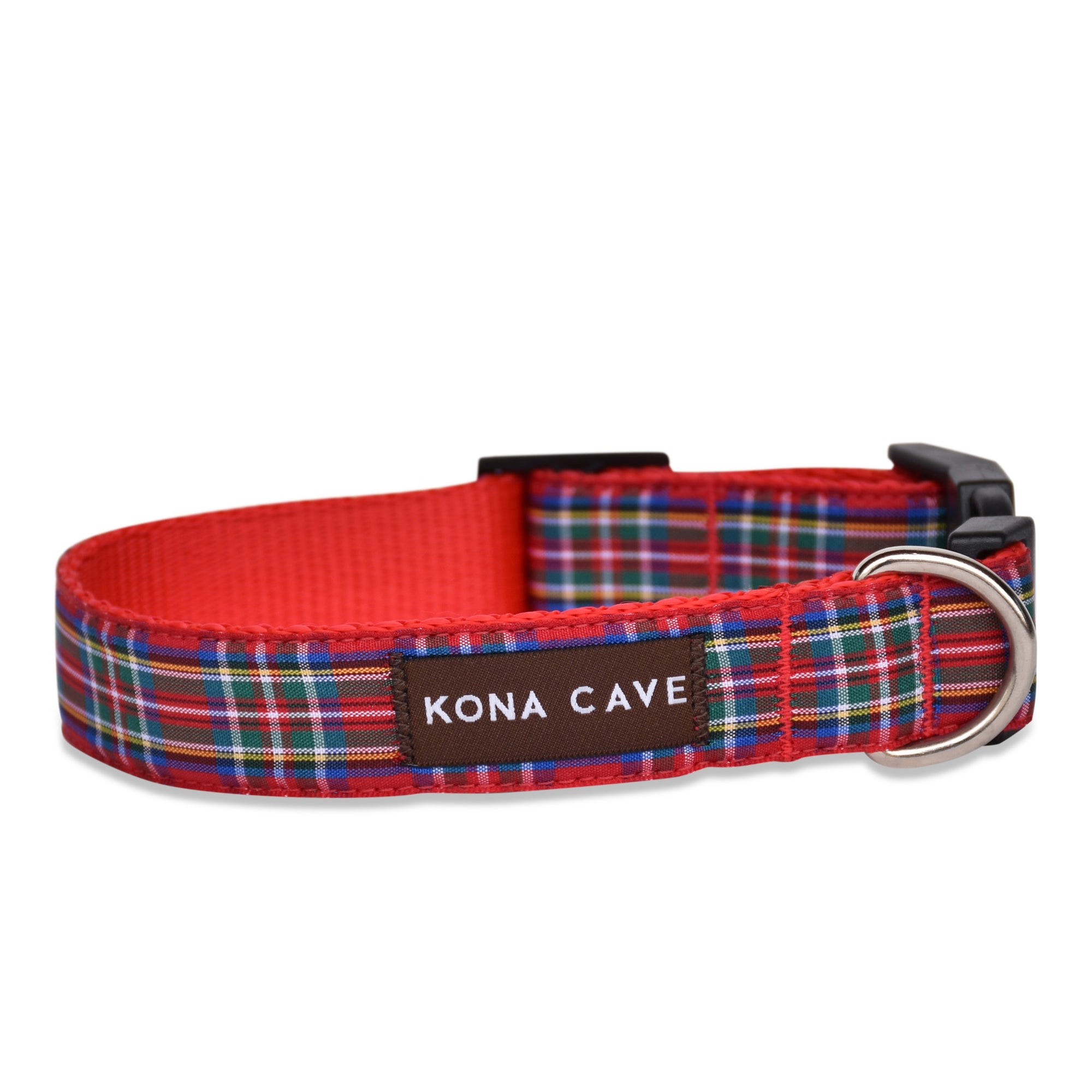 KONA CAVE ® - adjustable dog collar in authentic Royal Stewart tartan (red)