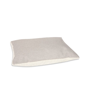 KONA CAVE® luxury bolster dog bed in elegant cream herringbone fabric with leather trim