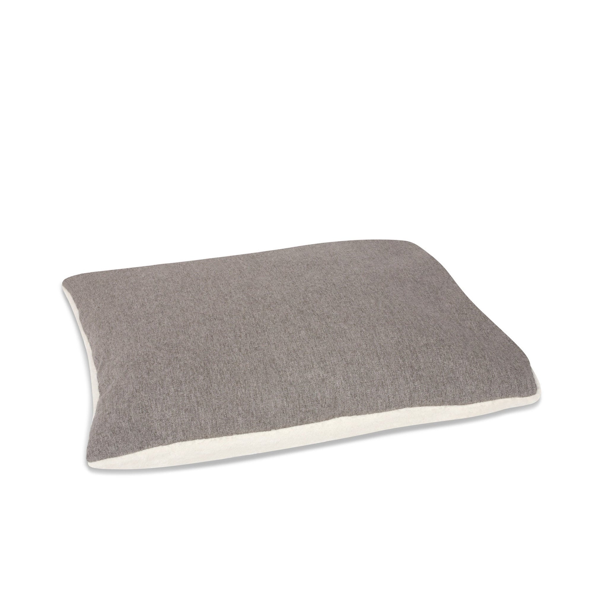 KONA CAVE® luxury bolster dog bed in soft grey flannel fabric with leather trim.