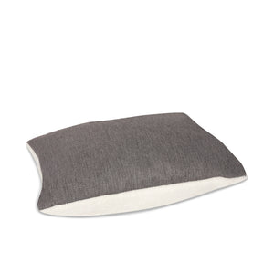 KONA CAVE® luxury dog bed in elegant herringbone fabric with leather trim.  